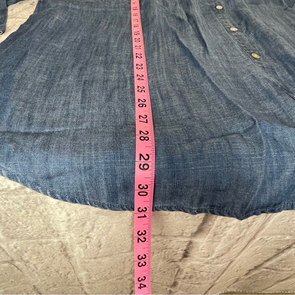 Blue Floral Embroidered Button-Up Shirt, 3X - Picture 14 of 15